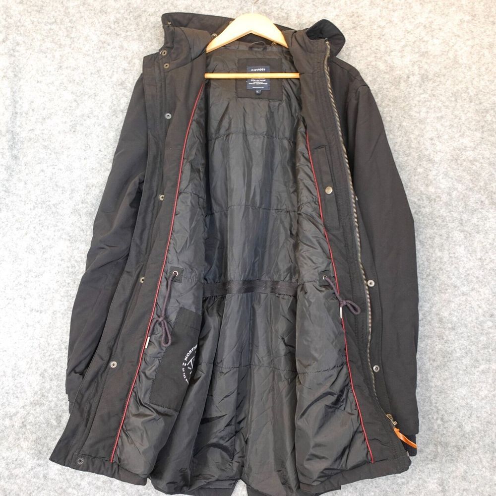 Black Hooded Puffer Parka Mens M Anorak Utility Ski Snow Winter Gorpcore Tiffosi